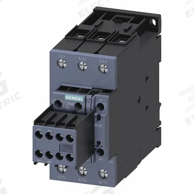 Siemens Power Contactor: Non-Reversing, 3 Poles, 3NO Contacts, 51 A - Non-Reversing IEC Contactors