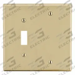 HUBBELL Wall Plate: Combo, 2 Gang, Ivory, Std Size (MPN P113I). Key specifications — Brand: HUBBELL; Material: Polycarbonate.