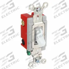 HUBBELL Wall Switch: Toggle Switch, 4-Way, Maintained, White, 120/277V AC, 20 A (MPN HBL1224W). Key specifications — Illuminated: No; Voltage Rating: 120/277V AC.