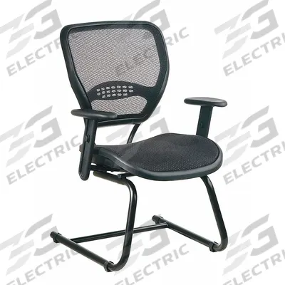 OFFICE STAR Frame Chair: Black, Black, 0 Casters/Glides, Lumbar Support - Guest & Side Chairs