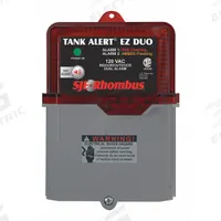 SJE-RHOMBUS Dual Level Alarm: High Level, 120V AC, Auto, 82 dB, Audio/Visual, 2 Alarm Inputs, 3R (MPN 1052374). Key specifications — Brand: SJE-RHOMBUS; Nameplate Voltage: 120V AC; Manufacturer Part Number: 1052374; Switch Type Included: Tether Float; Battery Backup: No.