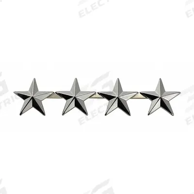 HEROS PRIDE Metal Rank Insignia: (4) Stars, 5/8 in, Silver, Metal, Clutch Pin, Rank Insignia - Metallic Insignia