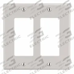 HUBBELL Wall Plate: Decorator-Rocker, 2 Gang, Almond, Std Size (MPN P262LA). Key specifications — Brand: HUBBELL; Material: Polycarbonate.