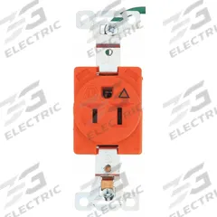 BRYANT Receptacle: Single, 5-15, Orange, 125V AC, 15 A, 2 Pole / 3 Wire (MPN 5261IG)
