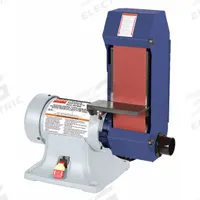 DAYTON Belt Grinder: For Metal/Plastic/Wood, 120 V/240 V, Single-Phase, 0.8 hp, 4 in Belt Wd (MPN 2RYN8). Key specifications — attr652810: 120 V; attr652799: Belt Grinder; attr663749: Plastic; attr652794: Single-Phase; attr663750: Benchtop; attr652768: DAYTON.