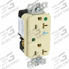 HUBBELL Receptacle: Hospital Grade Fed. Spec., Duplex, 5-20R, Ivory, 125V AC, 20 A, 2 Pole / 3 Wire (MPN HBL8362ISA)