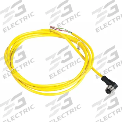 TELEMECANIQUE SENSORS Cordset: 1/2"-20 Female Right Angle x Bare Wire, 3 Pins, Yellow, PVC, 2 m Cable Lg - Single-Ended Cordsets