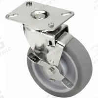 APPROVED VENDOR Plate Caster: Swivel, Side Brake, Rubber, 5 in Wheel Dia., 1 1/2 in Wheel Wd (MPN 33H663). Key specifications — attr1100274: APPROVED VENDOR; attr1100312: Gray; attr1176041: Swivel with Brake.