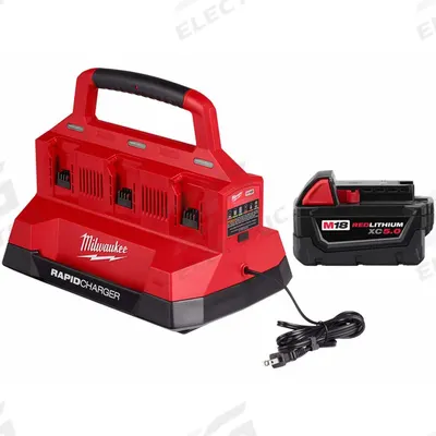 MILWAUKEE Battery and Charger: M18, 5 Ah, Battery Included, Charger Included, 18V DC (MPN 48-59-1809 - Milwaukee Cordless Tool Batteries