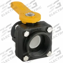 BANJO Manual Two-Way Ball Valve: 2 in, Polypropylene, Straight, MNPT x FNPT, Two-Piece, Lever (MPN VSMT200). Key specifications — Brand: BANJO; Handle: Lever.