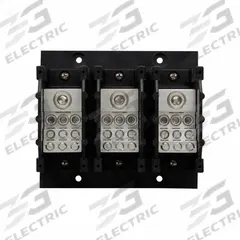 BUSSMANN Power Distribution Block: Open, Lug, Lug, 6 AWG – 350 kcmil For Line Side Wire Sizes (MPN PDB371-3). Key specifications — attr1361688: Surface; attr1308686: BUSSMANN; attr1361672: Aluminum.
