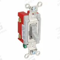 HUBBELL Wall Switch: Toggle Switch, Double Pole, Maintained, Gray, 120/277V AC, 20 A (MPN HBL1222GY). Key specifications — Illuminated: No; Voltage Rating: 120/277V AC.
