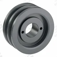 APPROVED VENDOR V-Belt Pulley: 2AK46, 2 Groove, 4.45 in OD, Bushed Bore, H/QT, Cast Iron (MPN 2AK46H). Key specifications — Pulley Industry Number: 2AK46; Pitch Diameter: 4.2 in (4L, A); For Belt Section (broad, with similar types): 4L, A, or AX.