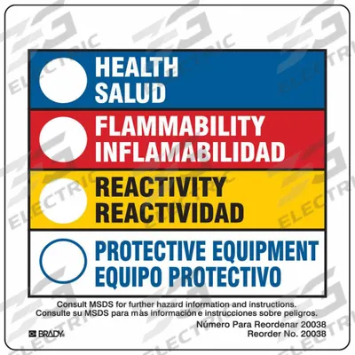 BRADY HMIG Label: 3 7/8 in Ht, 3 7/8 in Wd, Polystyrene, Adhesive, 3 7/8 in x 3 7/8 in - Safety