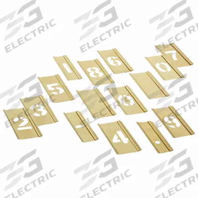 C.H. HANSON Stencil Set: 0 to 9/Dash (-)/Period (.), 1 in Character Ht, Brass - Brass Interlocking Stencil Sets