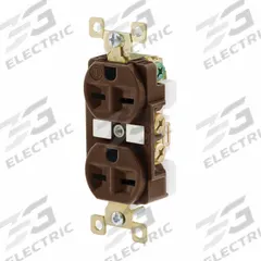 BRYANT Receptacle: Duplex, 6-15, Brown, 250V AC, 15 A, 2 Pole / 3 Wire (MPN BRY5662)