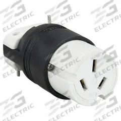 HUBBELL Straight Blade Connector: 10-50R, 125/250V AC, 50 A, 3 Pole, 3 Wire, Black (MPN HBL7515C)