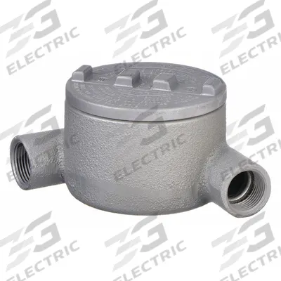 APPLETON ELECTRIC Conduit Outlet Body: Aluminum, Powder Coated, GR, 1/2 in Trade Size - N Round Body - 90° Elbow Type