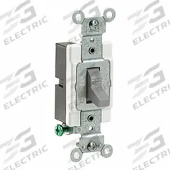LEVITON Toggle Single-Pole, 15 Amp: Toggle Switch, Single Pole, Maintained, Gray, 120/277V AC, 20 A (MPN CS120-2GY). Key specifications — Illuminated: No; Voltage Rating: 120/277V AC.