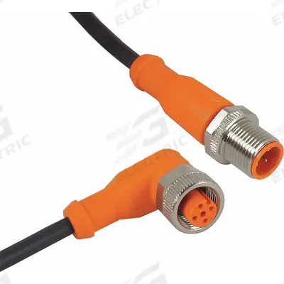 IFM Cordset: M12 Female Right Angle X M12 Male Straight, 5 Pins, Black, PUR - Double-Ended Cordsets with PUR Jacket for Twisting Applications