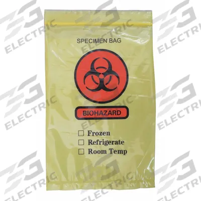 APPROVED VENDOR Specimen Transfer Bag: LDPE, Biohazard, 2 mil Thick, Yellow, 9 in Overall Ht - Single Pouch Specimen Transfer Bags