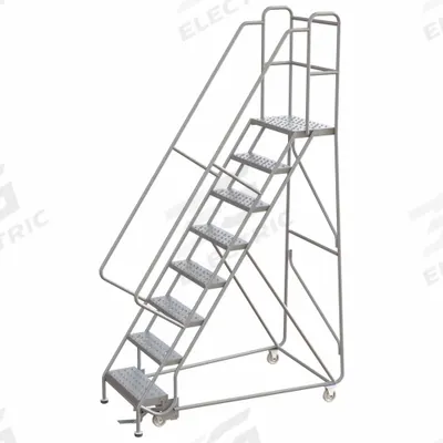 BALLYMORE Rolling Ladder: 6.7 ft Platform Ht, Assembled, Aluminum, Manual Lock - Aluminum Manual-Lock Ladders