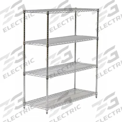 APPROVED VENDOR Wire Shelving Unit: Starter, 48 in x 18 in, 54 in Overall Ht, 4 Shelves - Stationary Wire Shelving for Dry Use