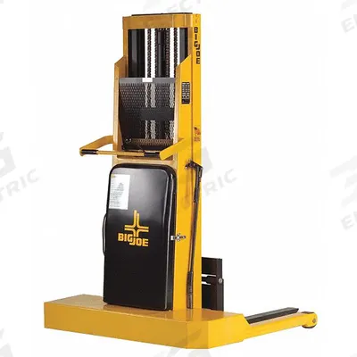 BIG JOE Stacker: 2,000 lb, 57 in Max Lifting Ht, Adj Fork, 30 in L x 24 in W Fork - Electric-Lift & Manual-Push Straddle Stackers