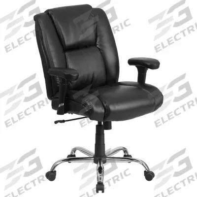 FLASH FURNITURE Office Chair: Hercules, Ht, Black, Faux Leather Material, 22 in Back Ht - Adjustable-Arm Office Chairs