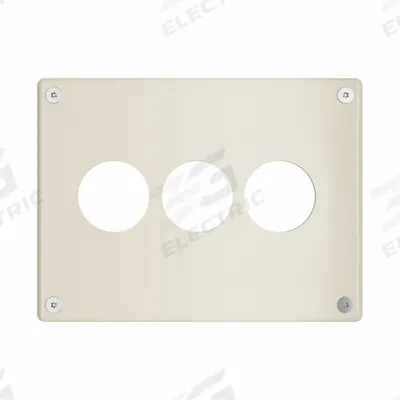 LEGRAND Wall Plate: Single Circular Opening, 3 Gang, Ivory - Tamper-Resistant Wall Plates