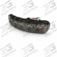 ECCO LED Directional Warning Light: Perimeter Flashing Warning Light, Amber/Blue, LED, 12-24V DC (MPN ED3794BA-WWG). Key specifications — Operating Voltage: 12-24V DC; Number of Flash Patterns: 69; Includes: Two-Bolt Bezel; Electrical Connection: Blunt Cut Wires; Mount Type: Bolt; Brand: ECCO; Shape: Rectangular.