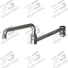 CHICAGO FAUCETS Spout: Spout, Double-Joint, Double Jointed/Swivel Spout, Brass, Polished Chrome (MPN DJ24JKABCP). Key specifications — Includes: Mounting Hardware; Product Type: Spout; Spout Style: Double Jointed/Swivel; Body Material: Brass; Color/Finish: Polished Chrome; Brand: CHICAGO FAUCETS.