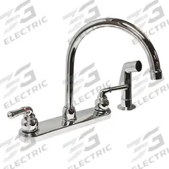 DOMINION FAUCETS Gooseneck Kitchen Faucet: Gold, Cast Brass, Widespread, Deck, 3 Mounting Holes (MPN 77-6105). Key specifications — Series: Gold; Brand: DOMINION FAUCETS.