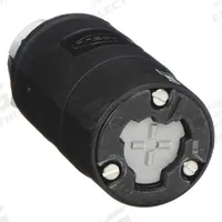 HUBBELL Locking Connector: Non-NEMA, Black, 125V AC, 20 A Current Rating, 2 Poles, 3 Wires (MPN HBL23001HGB). Key specifications — Brand: HUBBELL.