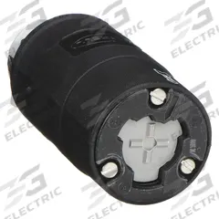 HUBBELL Locking Connector: Non-NEMA, Black, 125V AC, 20 A Current Rating, 2 Poles, 3 Wires (MPN HBL23001HGB). Key specifications — Brand: HUBBELL.