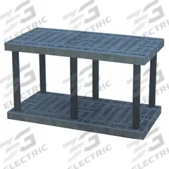 STRUCTURAL PLASTICS Plastic Shelving: 48 in x 24 in, 27 in Overall Ht, 2 Shelves (MPN S4824B). Key specifications — Resistance Properties: Corrosion-Resistant; Frame Material: Plastic; Shelving Material: High Density Polyethylene; Brand: STRUCTURAL PLASTICS.