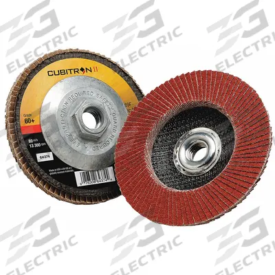 3M CUBITRON II Flap Disc: Type 27, 5" x 7/8", Ceramic, 60 Grit, Fiberglass Bk - Cool-Cutting Flap Discs for All Metals