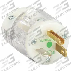 HUBBELL Straight Blade Plug: Hospital Grade, 5-20P, 125V AC, 20 A, 2 Pole, 3 Blade, Clear (MPN HBL8315CT)