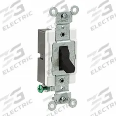 LEVITON Toggle Single-Pole, 20 Amp: Toggle Switch, Single Pole, Maintained, Black, 120/277V AC, 20 A (MPN CS120-2E). Key specifications — Illuminated: No; Voltage Rating: 120/277V AC.