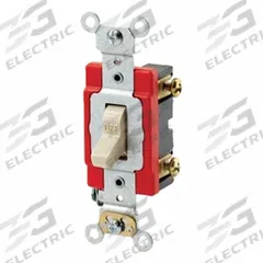 LEVITON Wall Switch: Toggle Switch, Single Pole, Maintained, Ivory, 120/277V AC, 20 A (MPN A1221-2I). Key specifications — Illuminated: No; Voltage Rating: 120/277V AC.