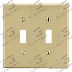 HUBBELL Wall Plate: Toggle, 2 Gang, Ivory, Std Size (MPN P2I). Key specifications — Brand: HUBBELL; Material: Polycarbonate.