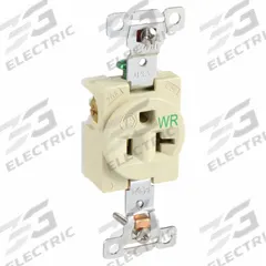 BRYANT Receptacle: Single, 5-20, White, 125V AC, 20 A, 2 Pole / 3 Wire (MPN 5361IWR)