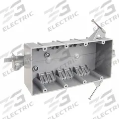 CANTEX Electrical Box: PVC, Nonmetallic Material & Nominal Size, Rectangular, 4 Gangs, NMSC Clamps (MPN EZ55QNB). Key specifications — Brand: CANTEX; Bracket Style: Without Bracket; Clamp Style: NMSC.