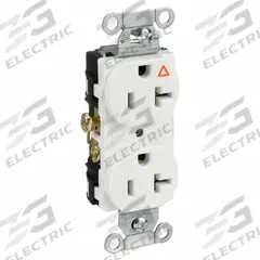 HUBBELL Receptacle: Duplex, 5-20, White, 125V AC, 20 A, 2 Pole / 3 Wire (MPN IG20CRWHI)