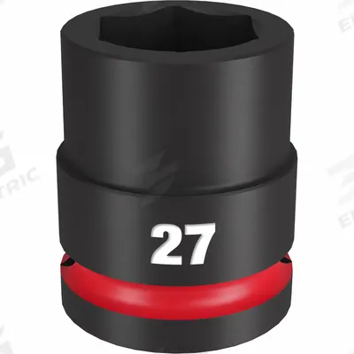 MILWAUKEE Standard Impact Socket: 3/4 in Drive Size, Metric, 27 mm Socket Size, 6-Point - 3/4" Drive Impact Sockets