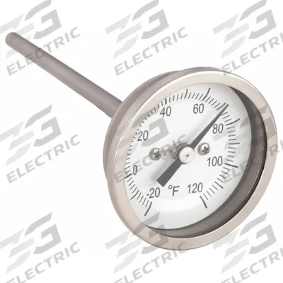 APPROVED VENDOR Dial Thermometer: -20°F to 120°F, ±1% Accuracy, 4 in Stem Lg - Back-Mount Fixed-Angle Thread-Mount Dial Thermometers