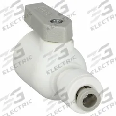 PARKER Manual Two-Way Ball Valve: 1/4 in, Polypropylene, Straight, Push x Push, Full Port Ball Port (MPN PP4VUC4-MG). Key specifications — Brand: PARKER; Handle: Lever.