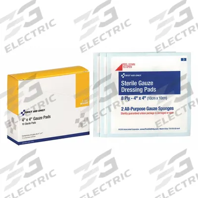 FIRST AID ONLY Gauze Pad: 4 in Dressing Lg, 4 in Dressing Wd, Gauze, Sterile - Gauze Pads