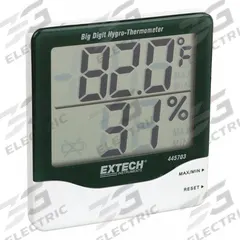 EXTECH Digital Hygrometer: 10%to 99% Humidity Range, Temp, Built-In (MPN 445703). Key specifications — Primary Scale: Temperature; Secondary Scale: Humidity; Display Type: Digital; Brand: EXTECH.