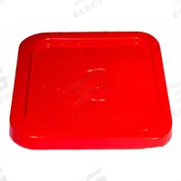 APPROVED VENDOR Pail Lid: Snap-On, Red, Plastic, FDA Compliant, 10 3/8 in L x 10 3/8 in W (MPN SQ2140R-L). Key specifications — attr1265148: Not Rated; attr1188872: APPROVED VENDOR; attr1265149: Not Rated; attr1188855: 21YK49; attr1188854: Plastic; attr1188856: SQ2140R.